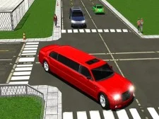 Conduite de voiture de limousine dans une grande ville 3D