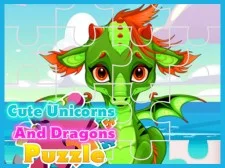 Puzzle de licornes et de dragons mignons