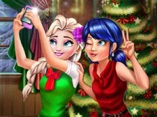 Coccinelle et Elsa selfie de Noël